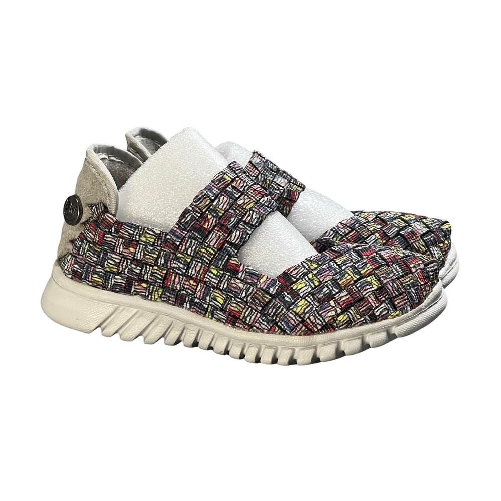 NIB Bernie Mev Toddler 6C (EU 22) Charm Woven Elastic Mary‎ Jane Sneakers Multi